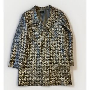 J. Crew Silver Houndstooth Double Breasted Coat Classic Timeless Preppy Medium